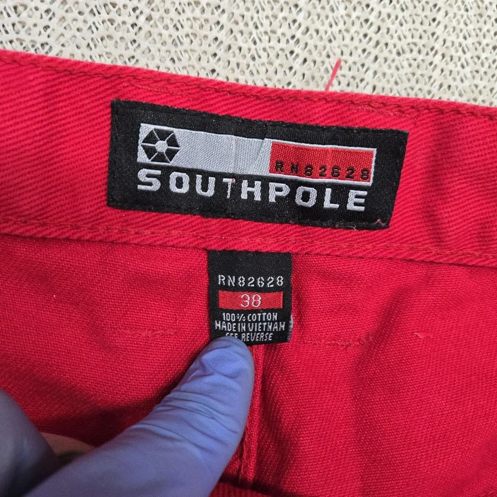Southpole Jeans Mens 38x31 Red Relaxed Fit Straight Denim Hip Hop Skate